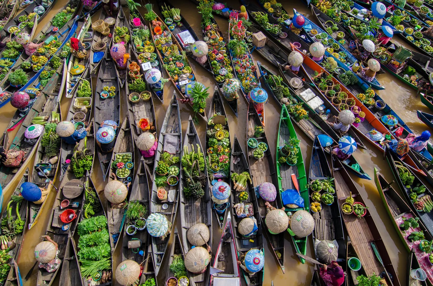 Lok Baintan floating market from above
