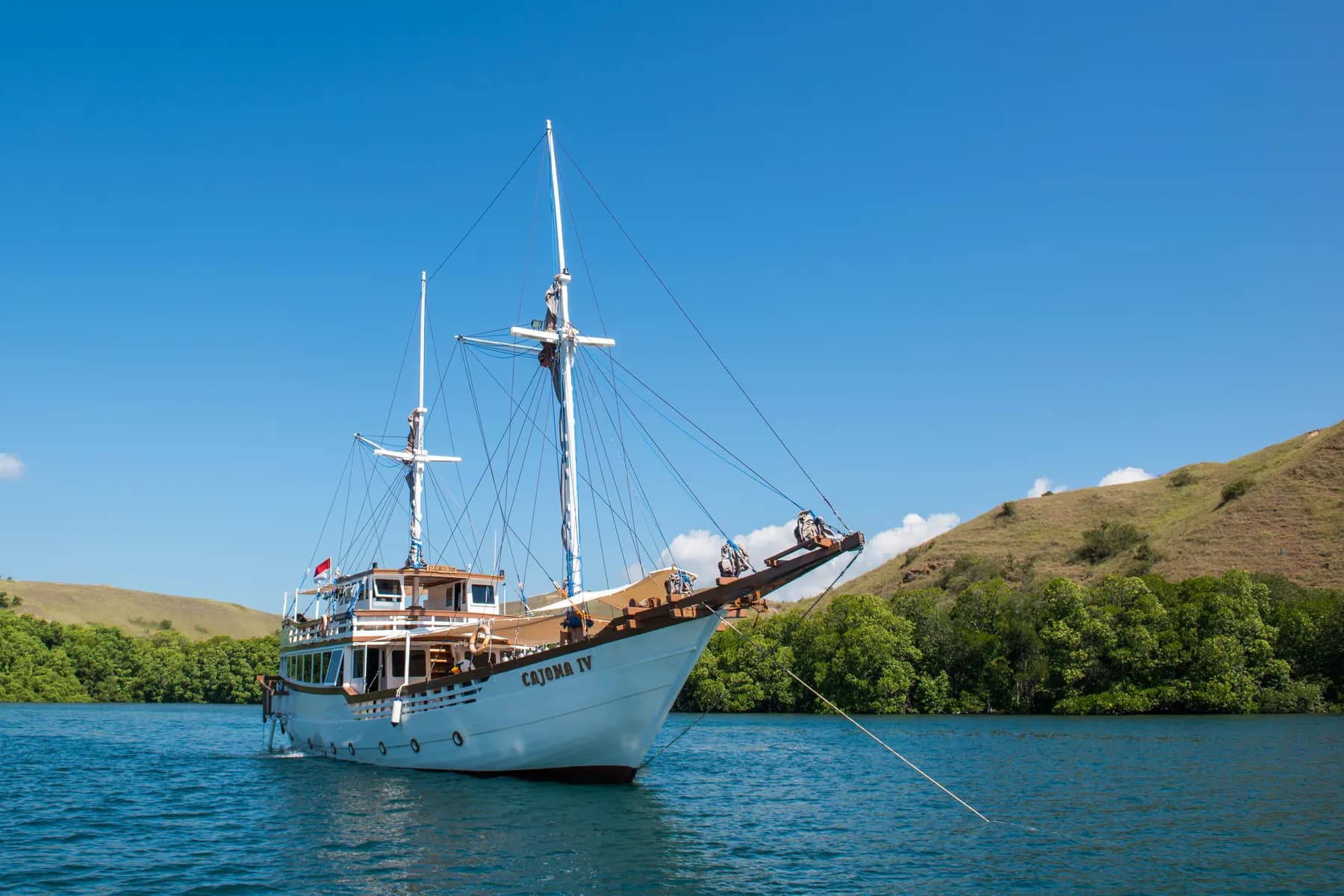 Phinisi boat anchored in Komodo