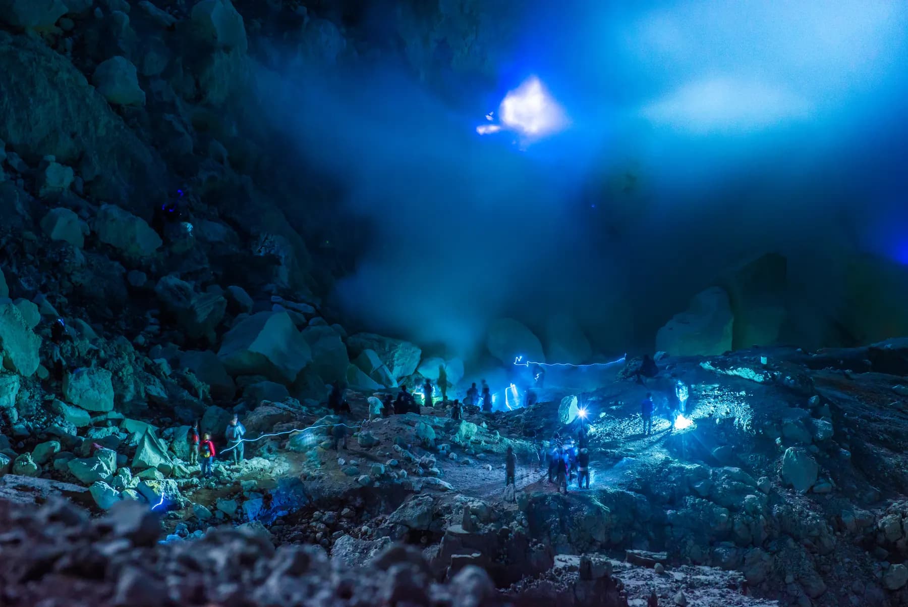 Blue fire inside the Ijen crater