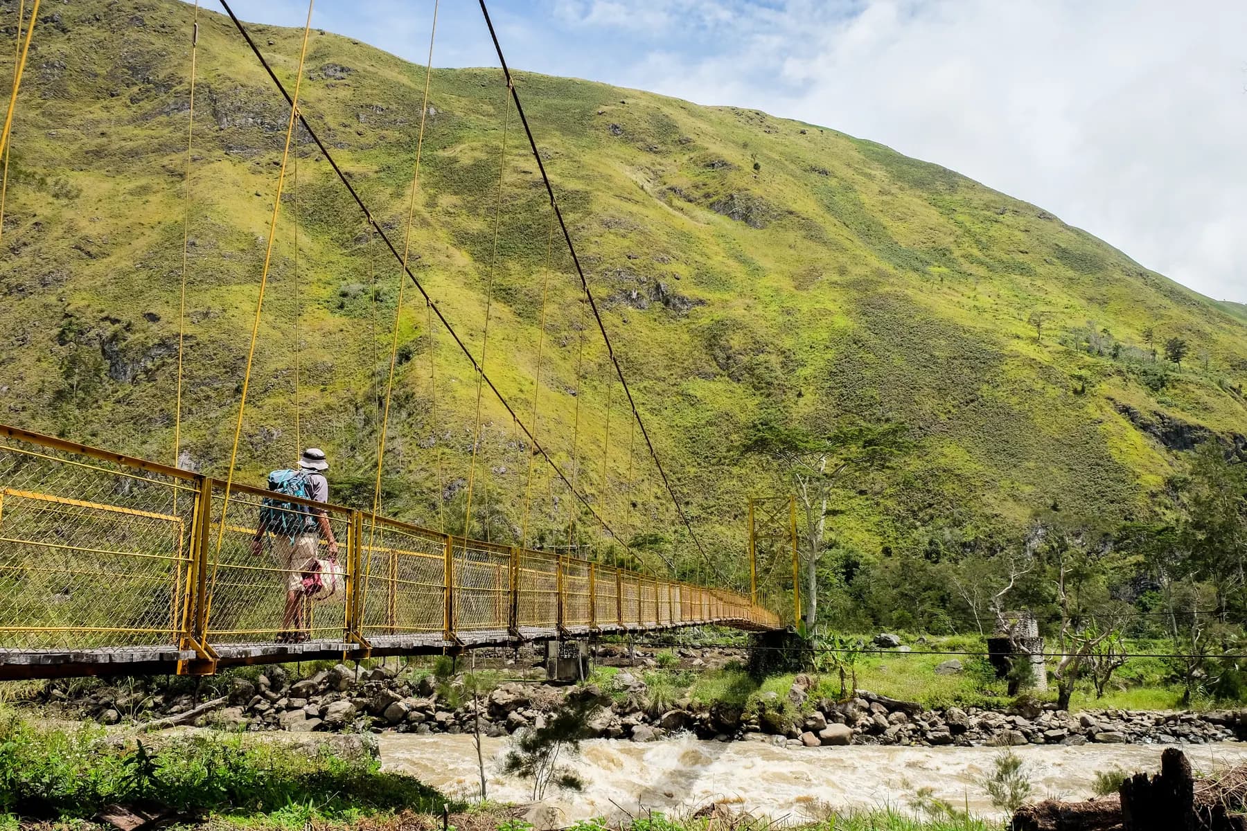 Suspension bridge over the valley