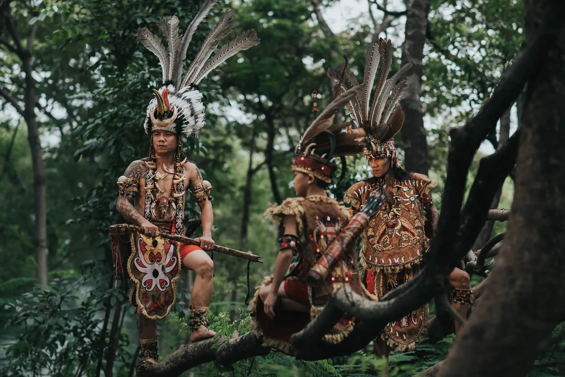 Dayak people in traditional dress